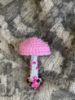 Picture of Crochet Pink, Black, and White Mushroom Beaded Brooch 